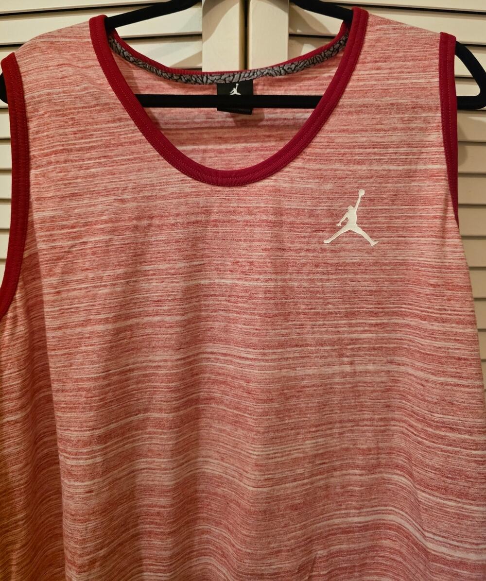 NWOT Men's Jordan 3XL Red and White Heathered Tank